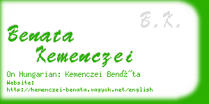 benata kemenczei business card